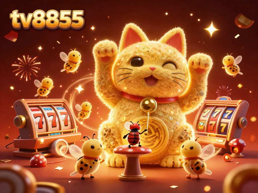 Experience thrilling wins at tv8855 with vibrant slot game symbols and dynamic casino elements.