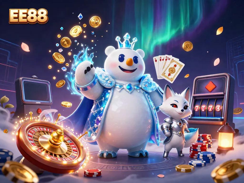 Experience the excitement of EE88 with a magical casino scene featuring captivating characters and games.