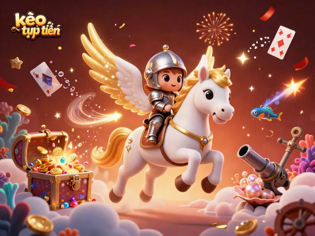 Experience thrilling kèo trực tuyến action with the knight and celestial horse in a vibrant casino world.