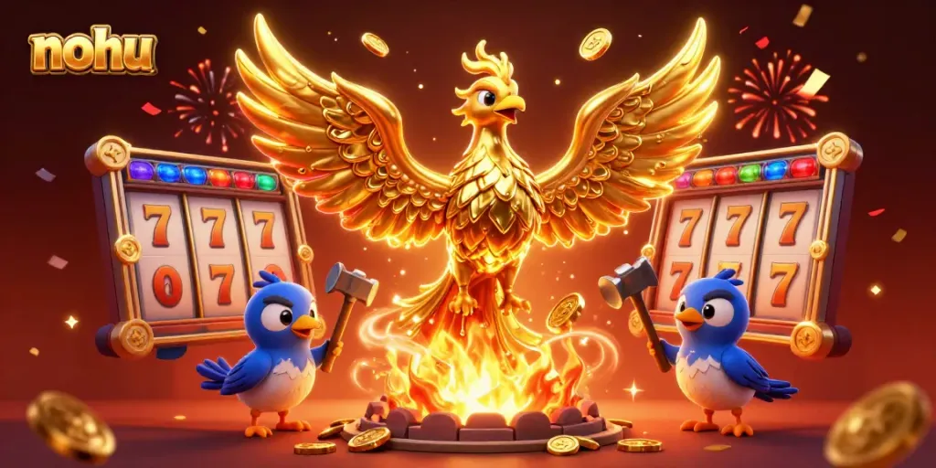 Nohu's thrilling golden phoenix casino experience with vibrant slot elements and dynamic energy.