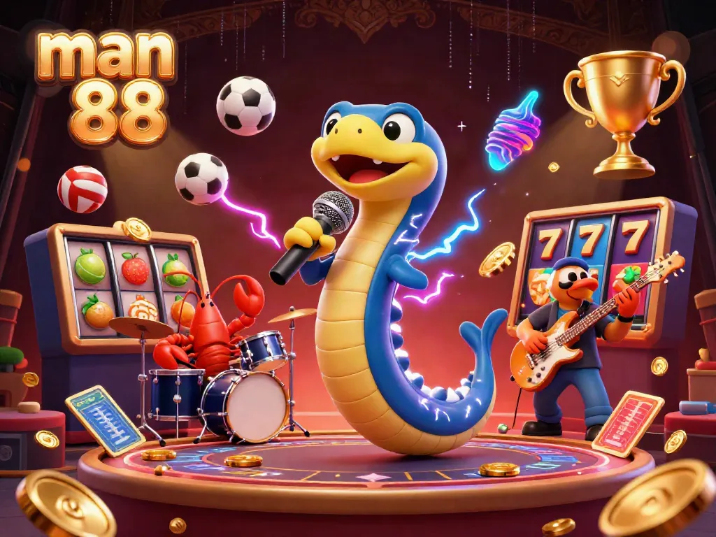 Experience thrilling gameplay at man 88 with electric eel DJ and casino elements in a vibrant underwater scene.