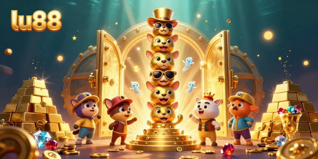 Experience the thrill of winning big with lu88 in this vibrant casino scene filled with treasures.