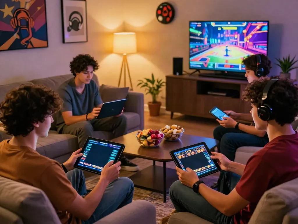 Friends enjoying slots that accept credit cards in a cozy gaming room.
