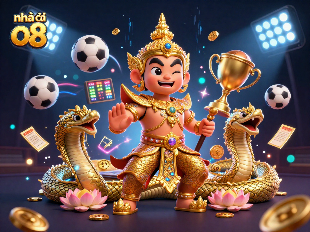 Engage with the dynamic world of nhà cái o8 in this vibrant casino illustration with sports elements.