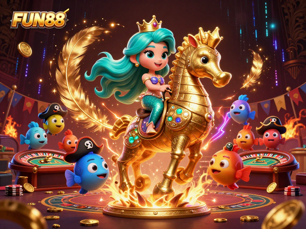 Experience the vibrant FUN88 casino thrill with radiant characters, dynamic gaming elements, and exciting visuals.