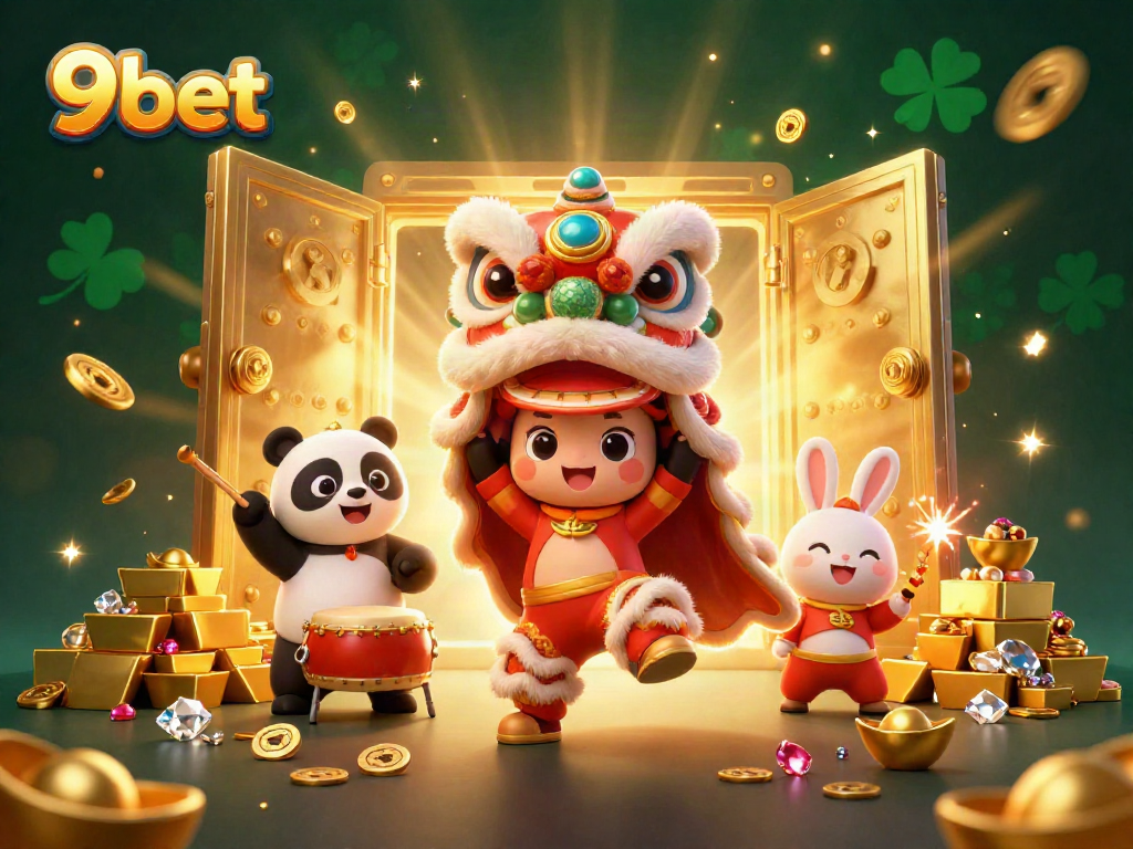 Experience the excitement of 9bet with this vibrant depiction of a festive casino scene.