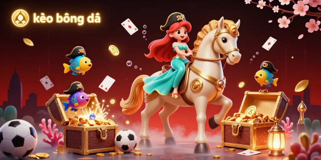 Experience the thrill of kèo bóng đá with dynamic sports betting elements in a vibrant 3D scene.