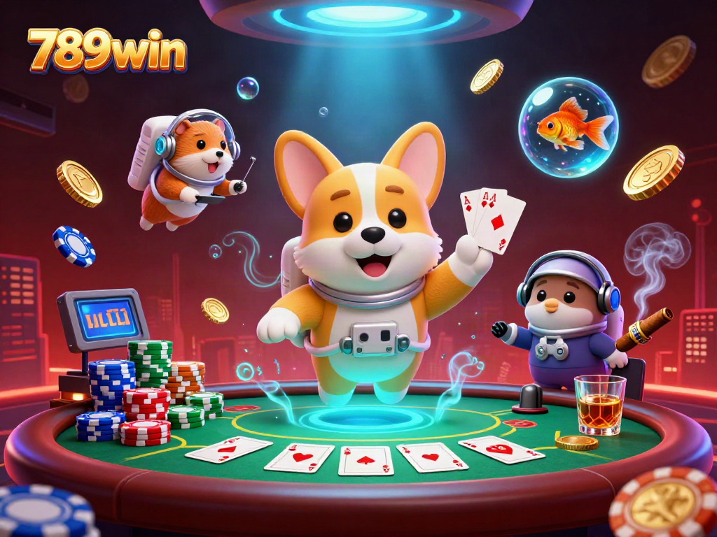 Experience exciting gaming with 789win in a vibrant space station casino scene