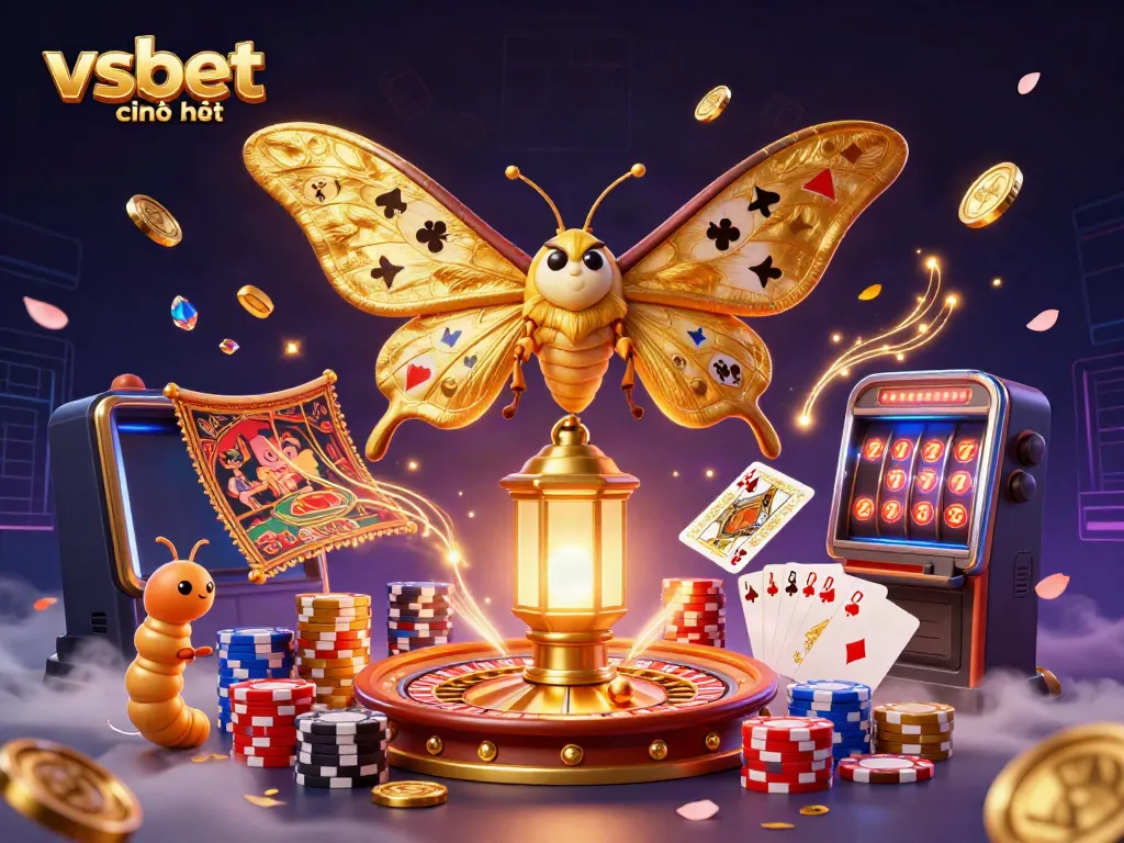 Experience the thrill of vsbet chính thức with vibrant golden wings and casino elements.