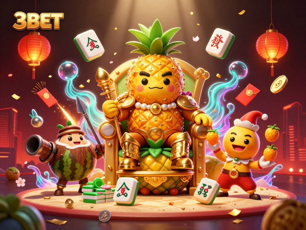 3BET highlights exciting casino experience with vibrant illustrations and golden symbols of prizes.