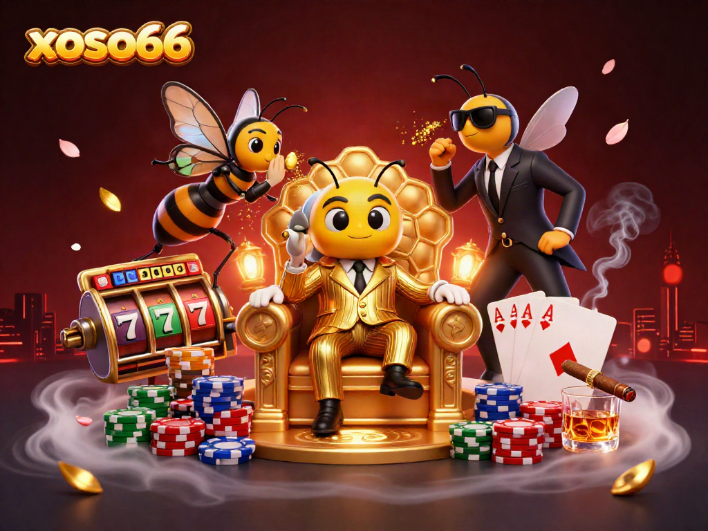 Experience the allure of xoso66 with vibrant slot games and charismatic characters in a dynamic scene.