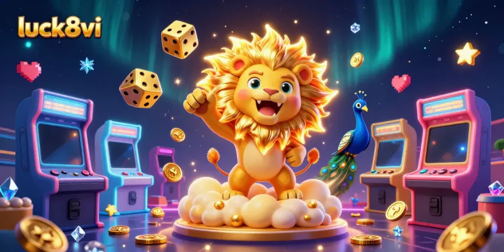 Engage in exciting gaming adventures with luck8vi, featuring vibrant characters and casino elements.