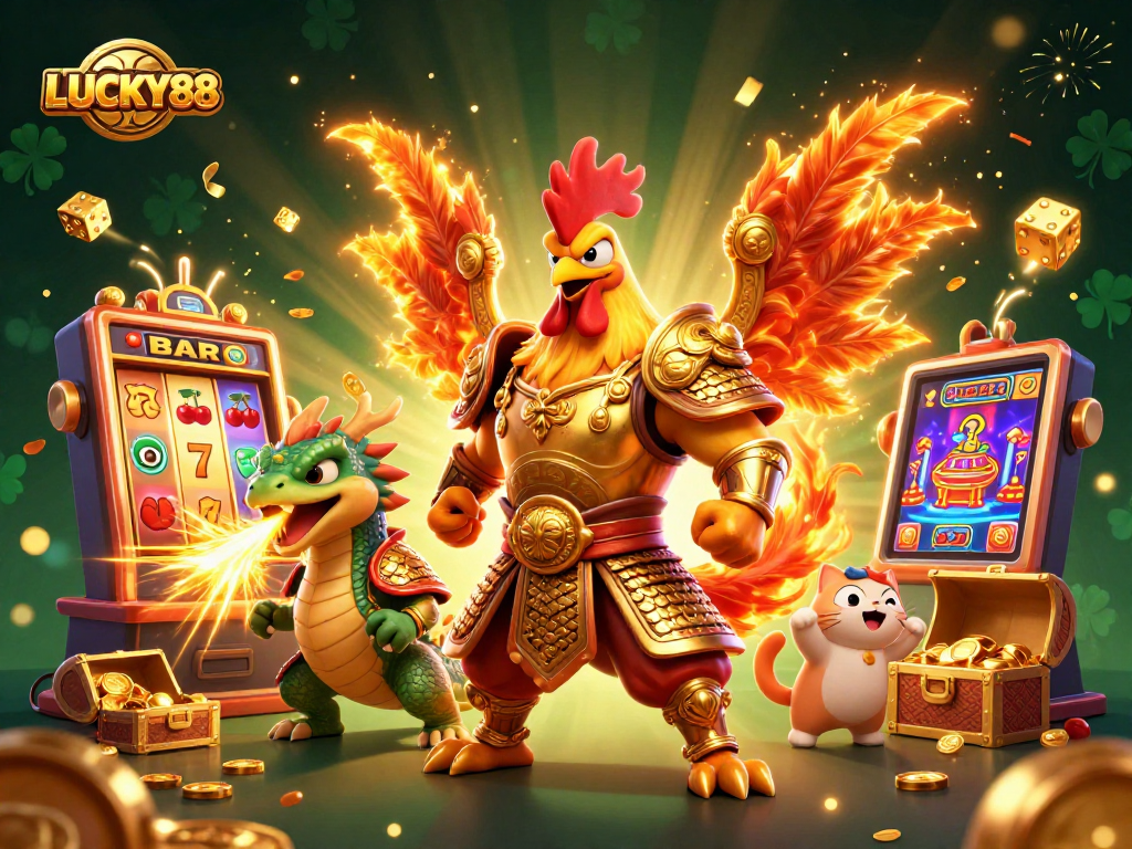 Experience thrilling wins at LUCKY88 with dynamic 3D gaming action featuring vibrant casino elements.